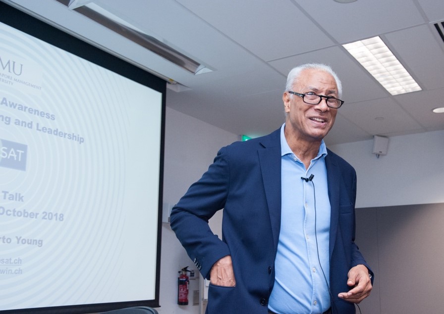 J.H. Young during his public talk on Strategic Awareness, Decision Making and Leadership at Singapore Management University SMU